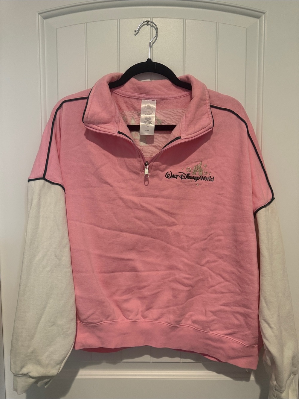 Disney Pink and White Fleece Quarter-Zip Pullover